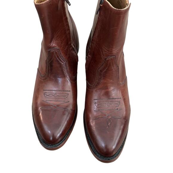 Boulet Men’s Brown Leather Round Toe Side Zip Western Boots Size 9.5 wide - Picture 7 of 8